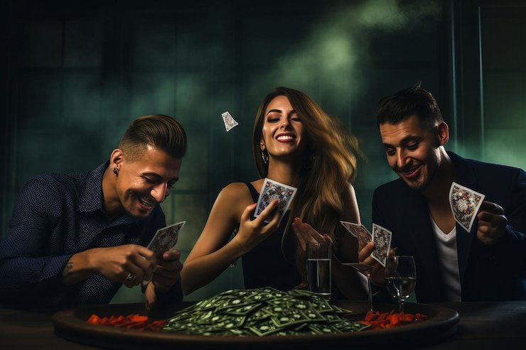 Meja Teen Patti baut77 dengan dealer profesional dan kartu fisik